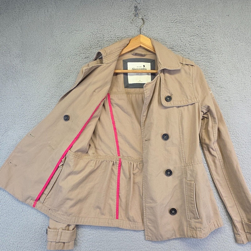 Abercrombie Fitch Jacket Womens M Beige Utility Grunge Pea Coat Academia Moto